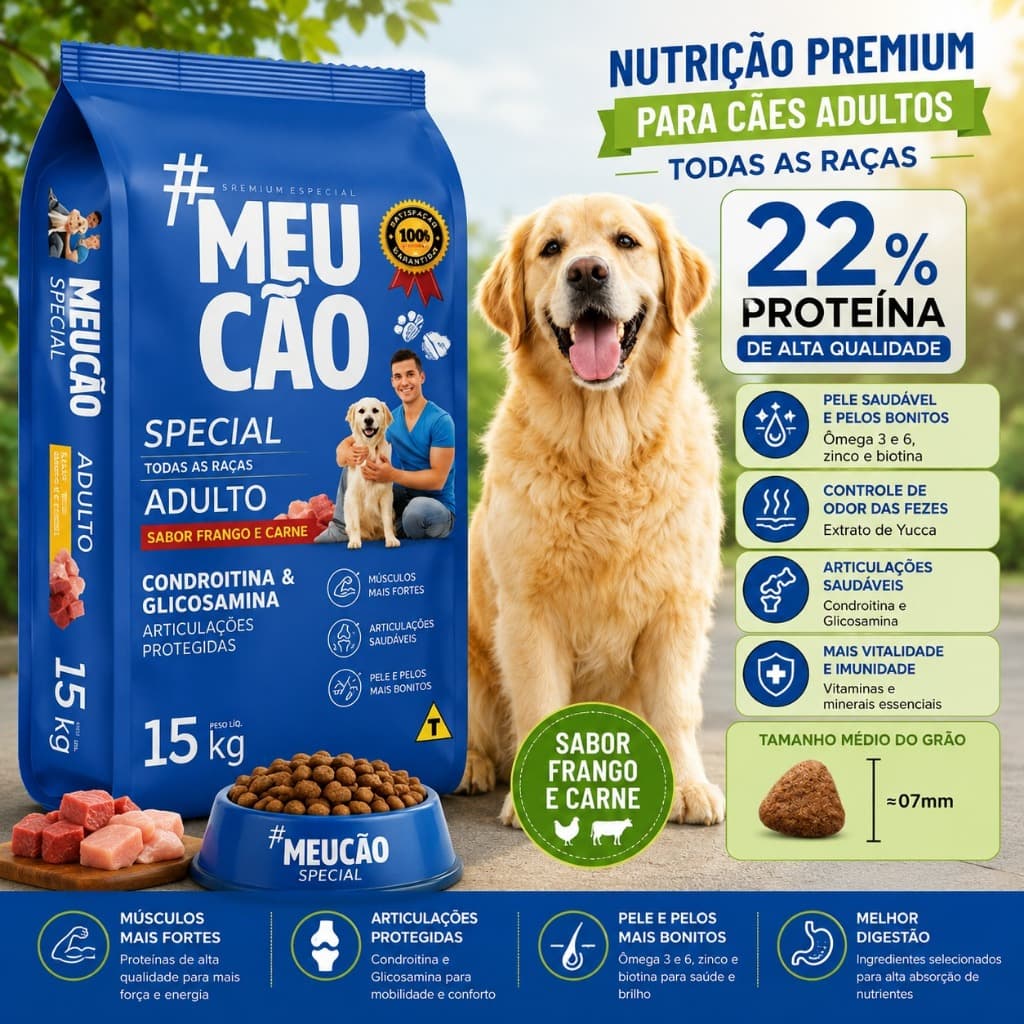 Ração Para Cachorro Adulto 15kg Meu Cão Premium Special Frango e Carne