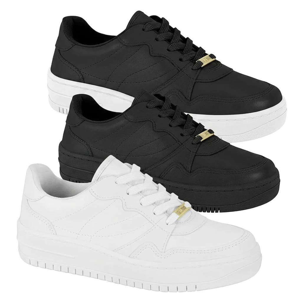 Tênis Vizzano Feminino Casual Plataforma Macia Confortável Dia Moda Passeio Leve Conforto Flatform