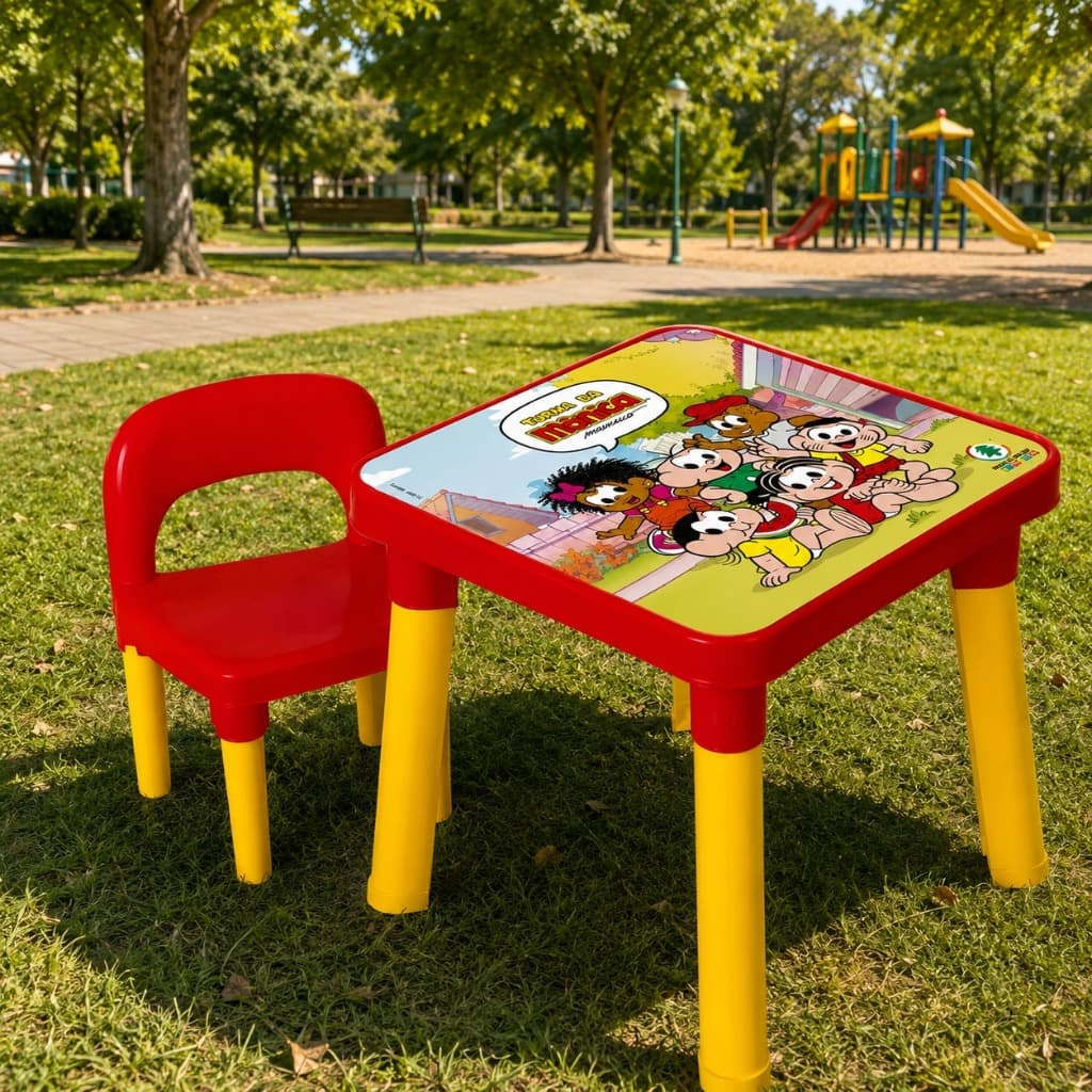 Mesinha com 1 Cadeirinha Infantil Para Atividades Turma da Mônica