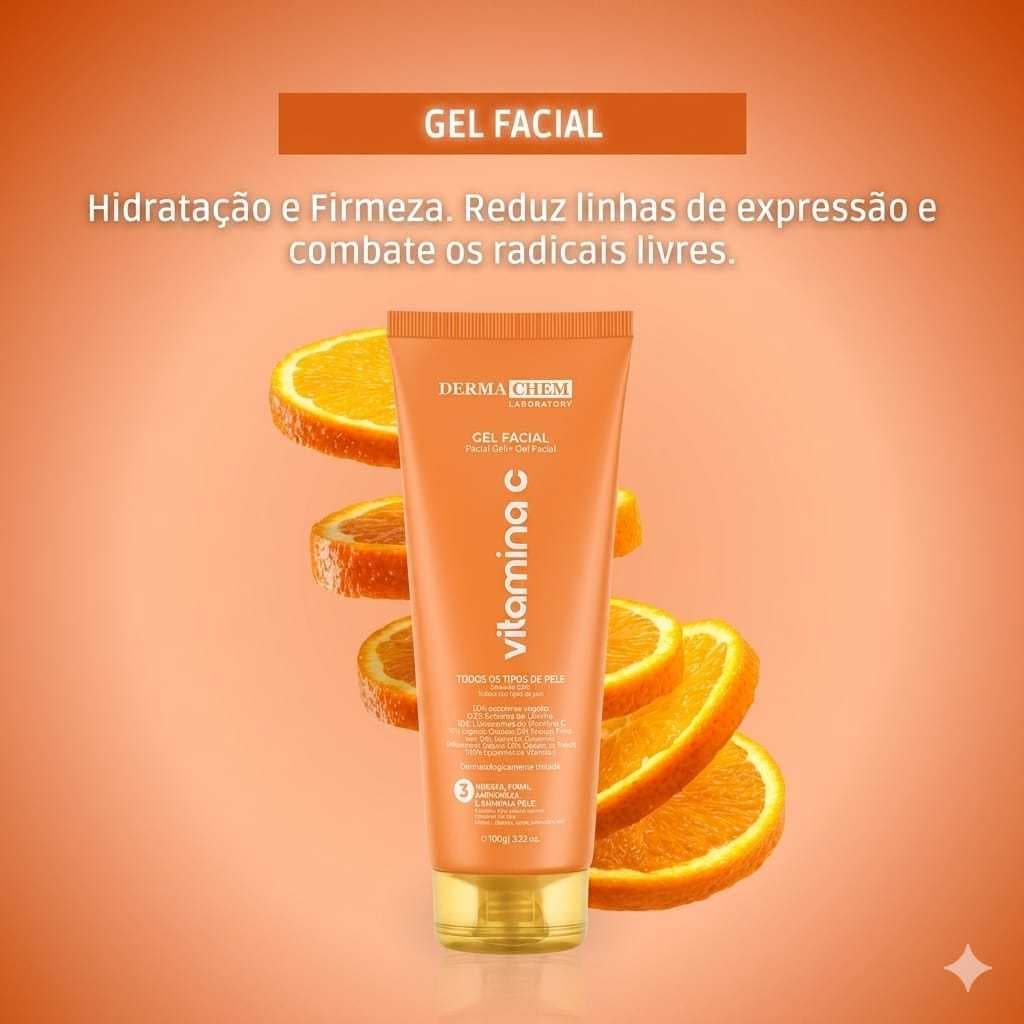 Gel Facial Hidratante Anti Idade Vitamina C 100ml Dermachem Skincare