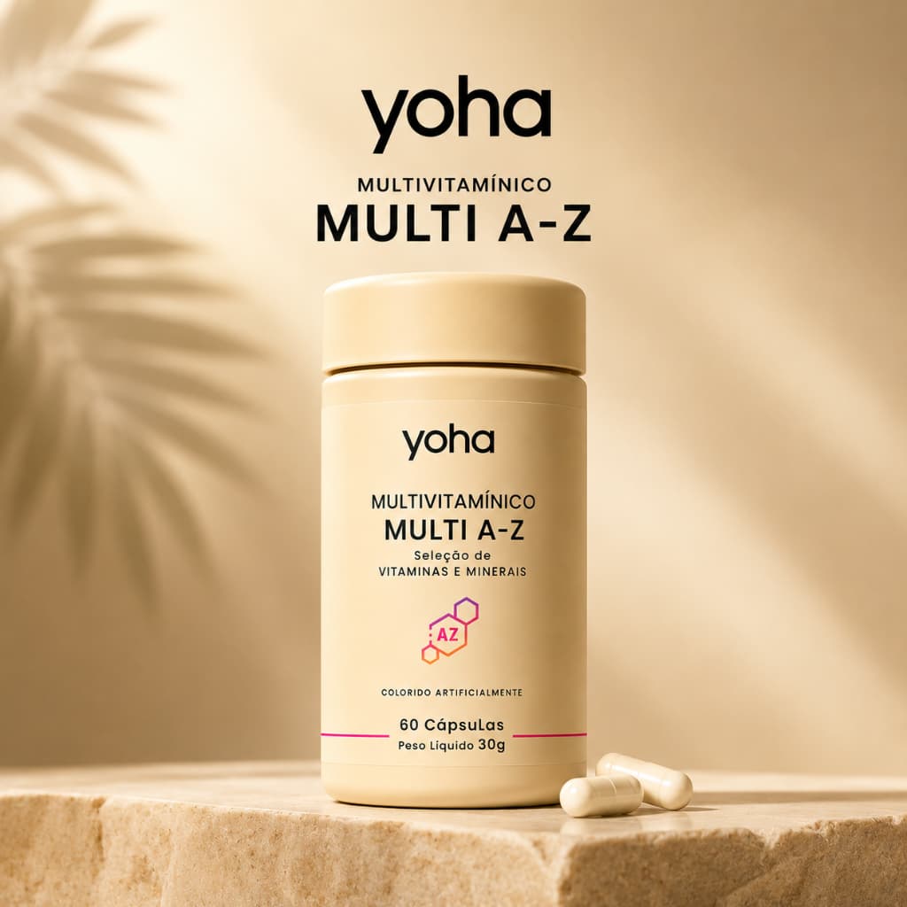 Multivitamínico A-Z Completo Yoha 60 Cápsulas Vitaminas Minerais Energia Imunidade Diária Camila Loures