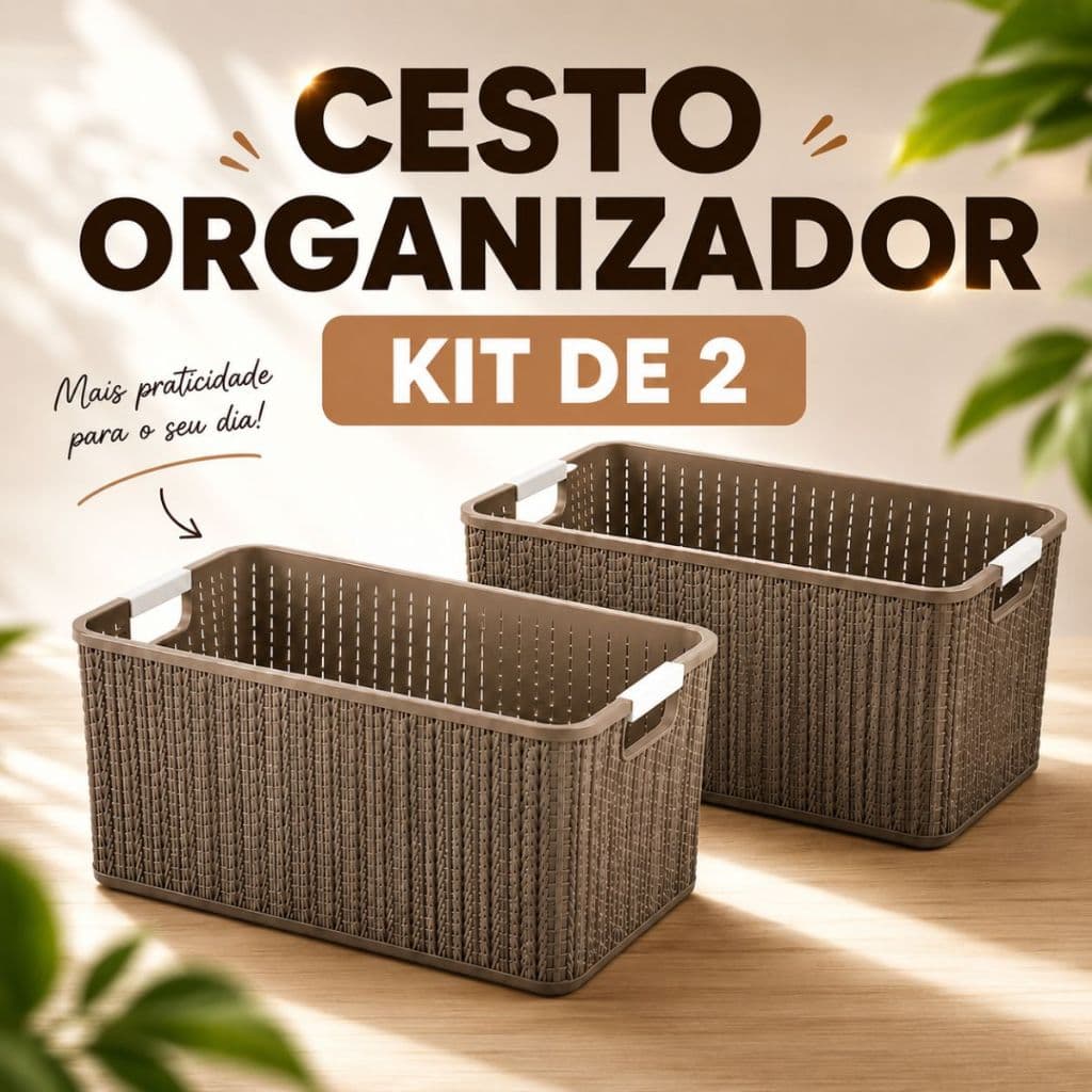 Cesto Organizador Plástico Multiuso Lavanderia Escritório