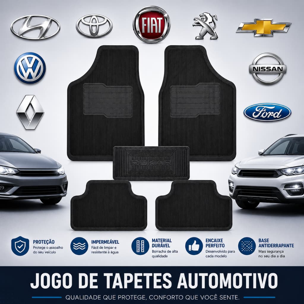 Tapete Para Carro Borracha Tamanho Universal Automotivo