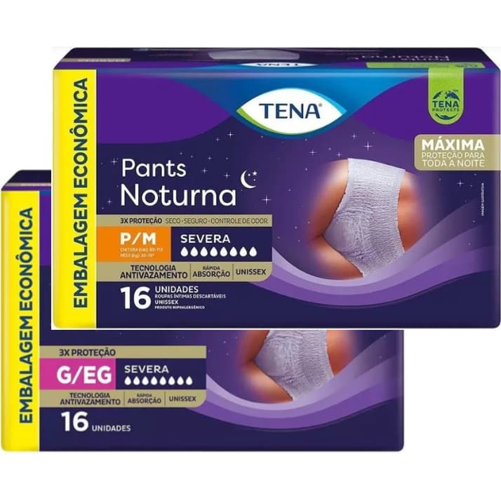 Fralda Vestir Tena Pant´s Noturna Severa C/16 Unid. tamanhos P/M - G/EG