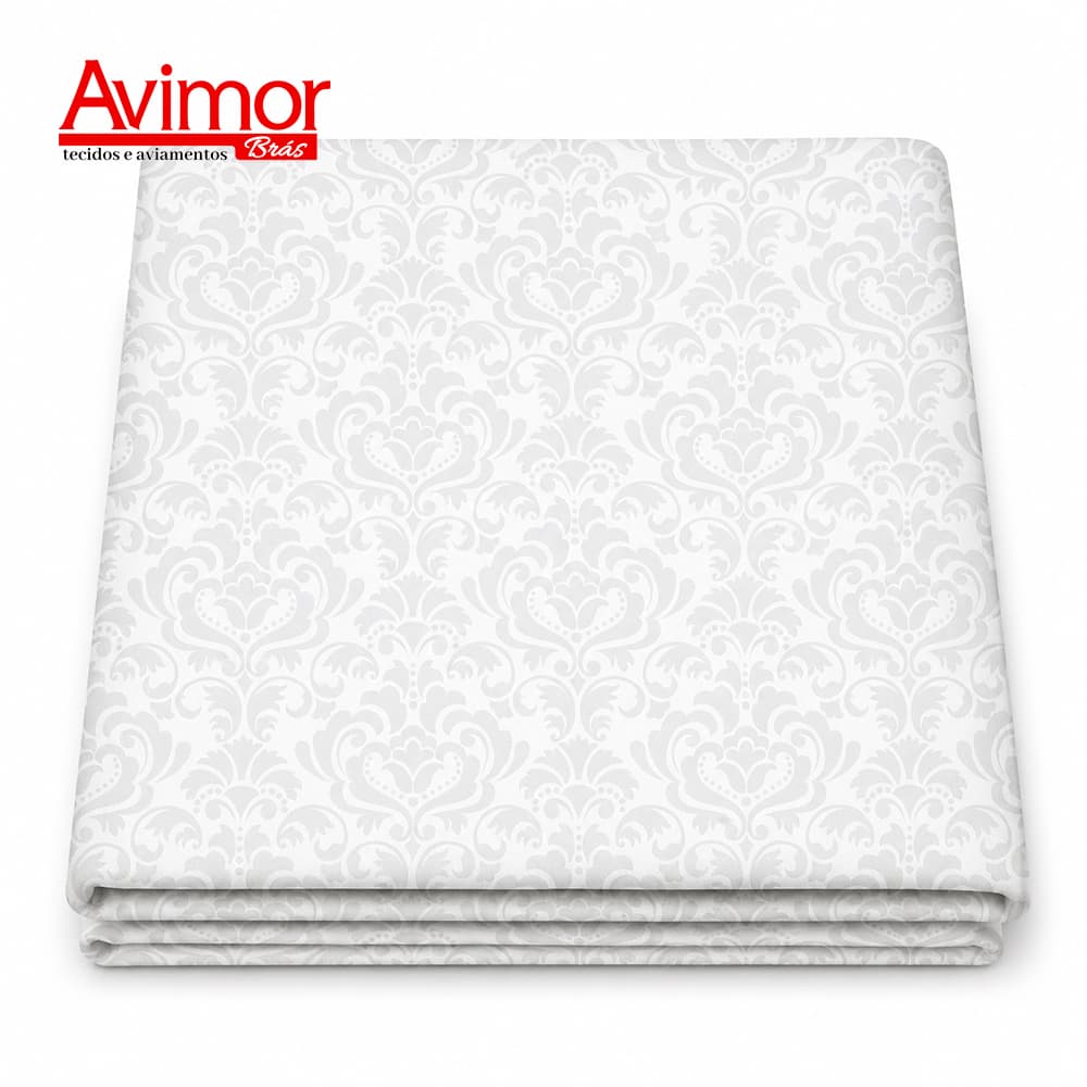 Tecido Tricoline Arabesco Fundo Branco 100% Algodão Costura Criativa Cozinha Chic Pano Bolsa Mesa