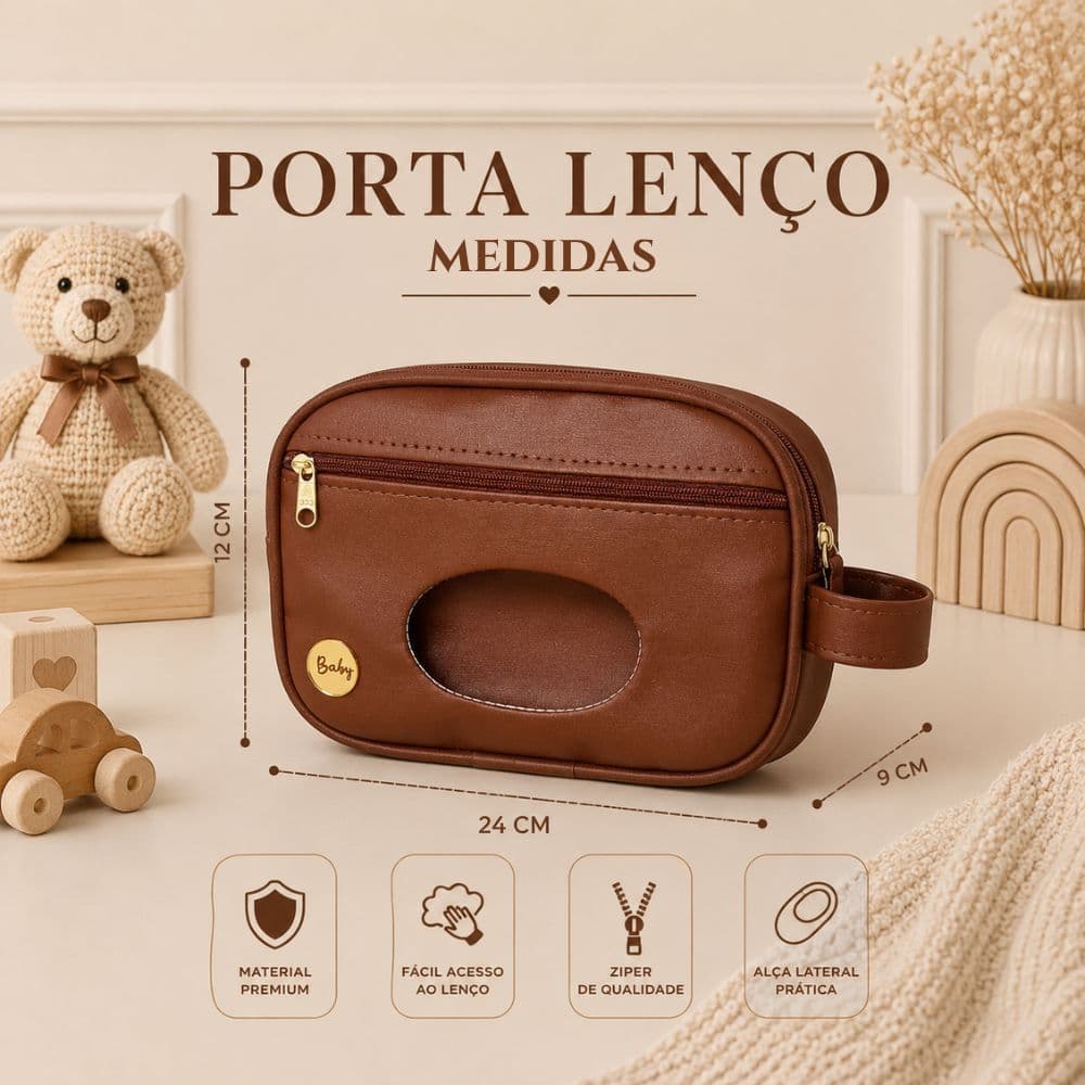 Porta lenço umedecidos e necessaire para itens de higiene do bebê