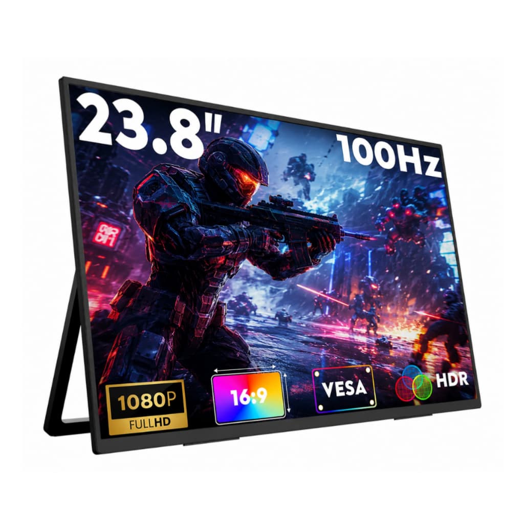 Monitor Portátil Gamer 23.8" 100Hz Tela IPS FHD 1080P HDR Com Suporte 180° Segunda Tela