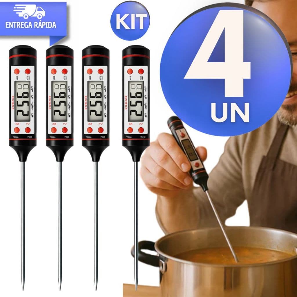 Termômetro Digital Espeto Alta Precisão Cozinha Churrasco Confeitaria Prático Rápido