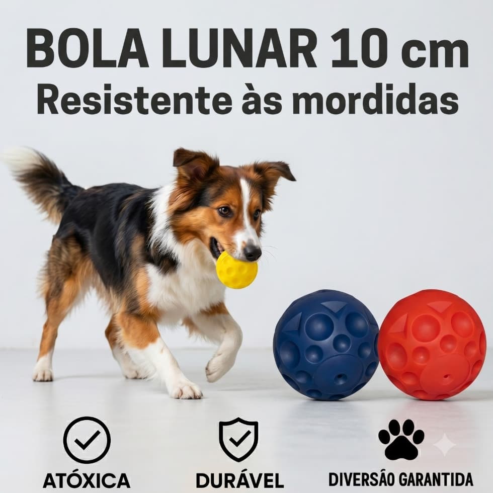 Bola para Cachorros Lunar 9cm | Brinquedo Mordedor Resistente para Cães | Atóxica para Pets