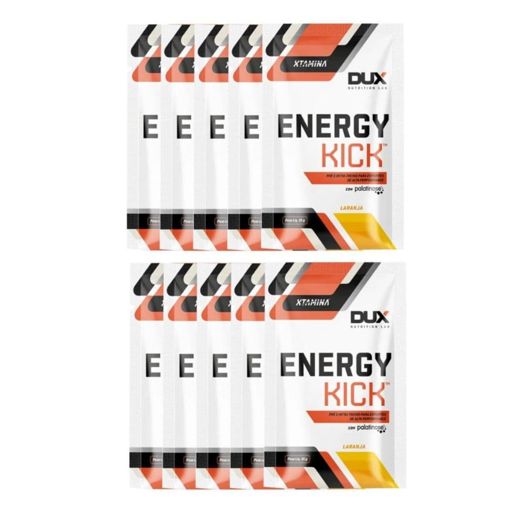 Pré-Treino Energy Kick Display Com 10 Sachês 35g Laranja Dux Human Health