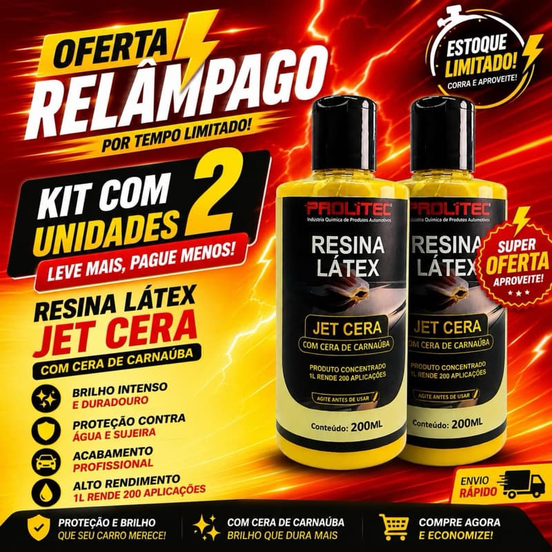 Kit Lavagem a Seco Carro Profissional  Limpeza Cera Líquida Carnaúba Brilho Rápido Resina Látex