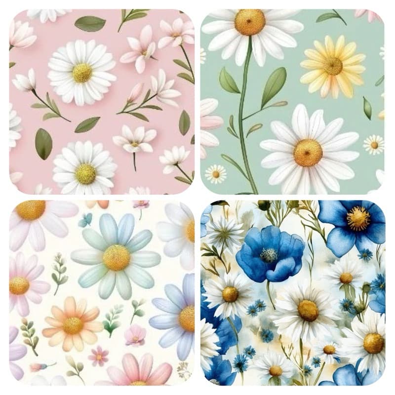 Tricoline Digital Estampas de Margaridas e Girassois Patchwork, Costura Criativa e Roupas 100% algodão 50cmx1,50mt