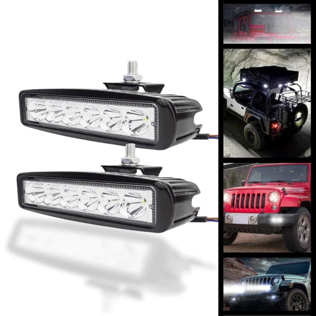 Par Farol Milha Auxiliar Barra Universal LUZ FORTE ,6 Leds 18w 12v A prova d'água Off Road Moto Carro Caminhão suv