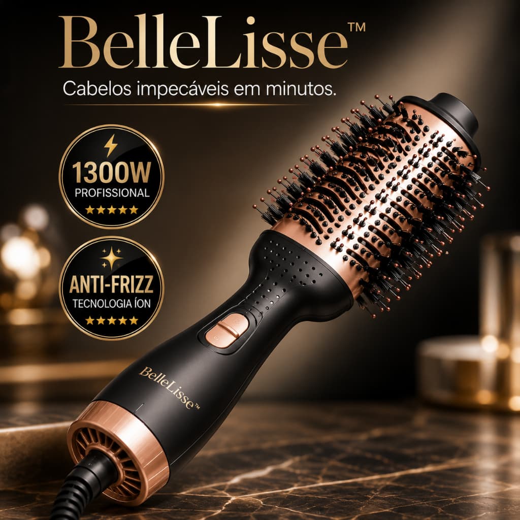 Escova Secadora Cabelo Profissional Bivolt 1300W Pente Modelador Alisador Rápido Multiuso