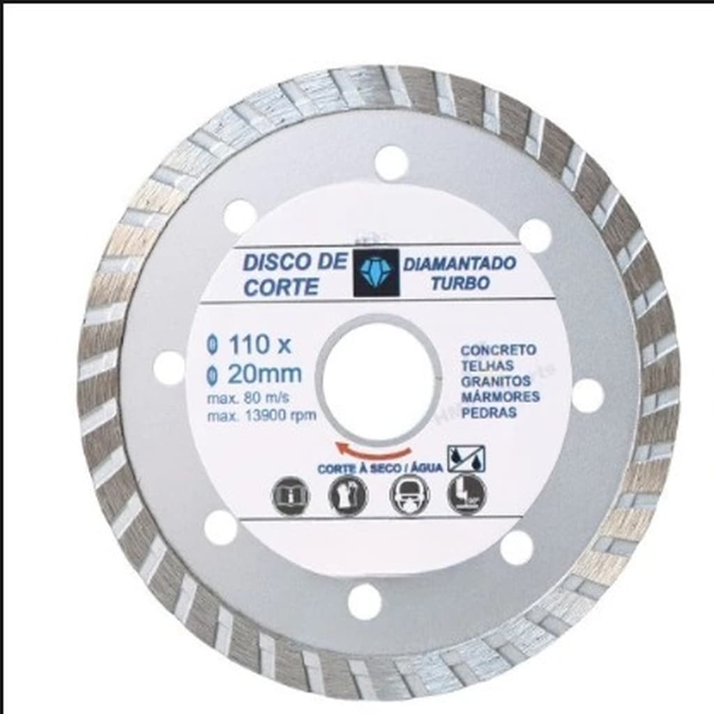 Disco Diamantado Turbo 110mm x 20mm Corte Granito Concreto Cerâmica Esmerilhadeira