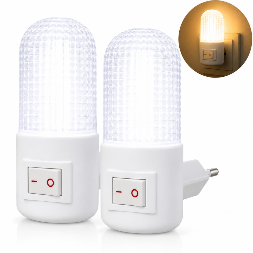 Kit 2 Abajur de Parede Luminária de Tomada Sem Fio Quarto Escritório Luz Suave LED Lâmpada Berço