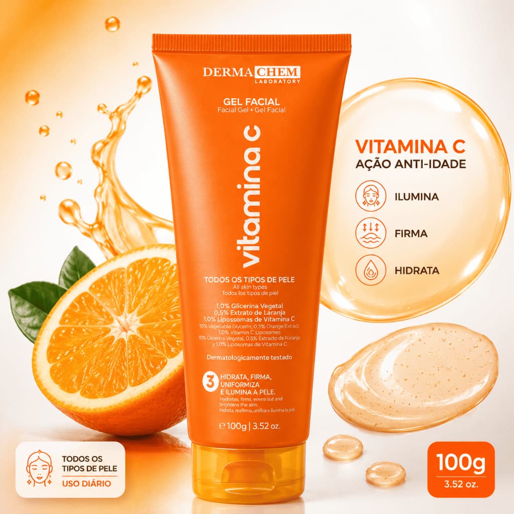 Gel Facial Vitamina C Dermachem Anti-idade Clareador 100g