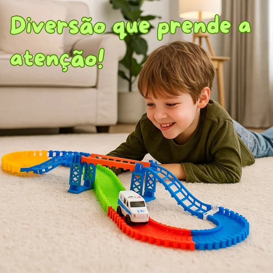 Pista De Brinquedo Carrinho Loop Trilhos Montáveis Flexivel - WellKids