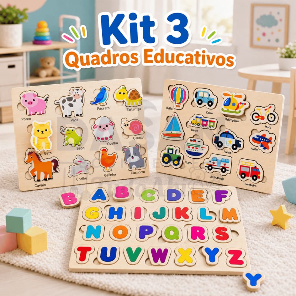 Brinquedo Educativo Quebra Cabeça Encaixe Didático Animais e muito mais
