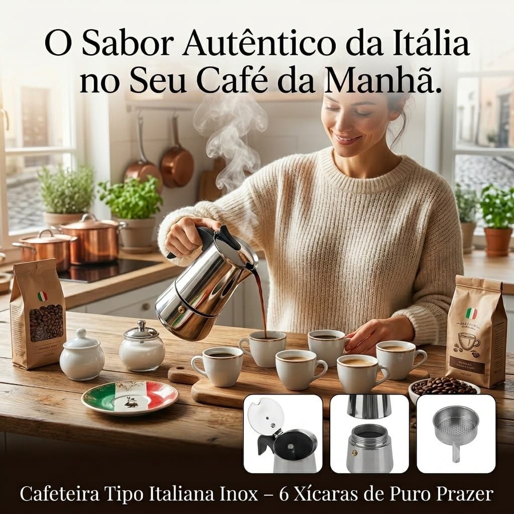 Cafeteiras Italiana Capacidade 6 Xicaras Aço Inoxidável Inox Moka Café Expresso 300ml