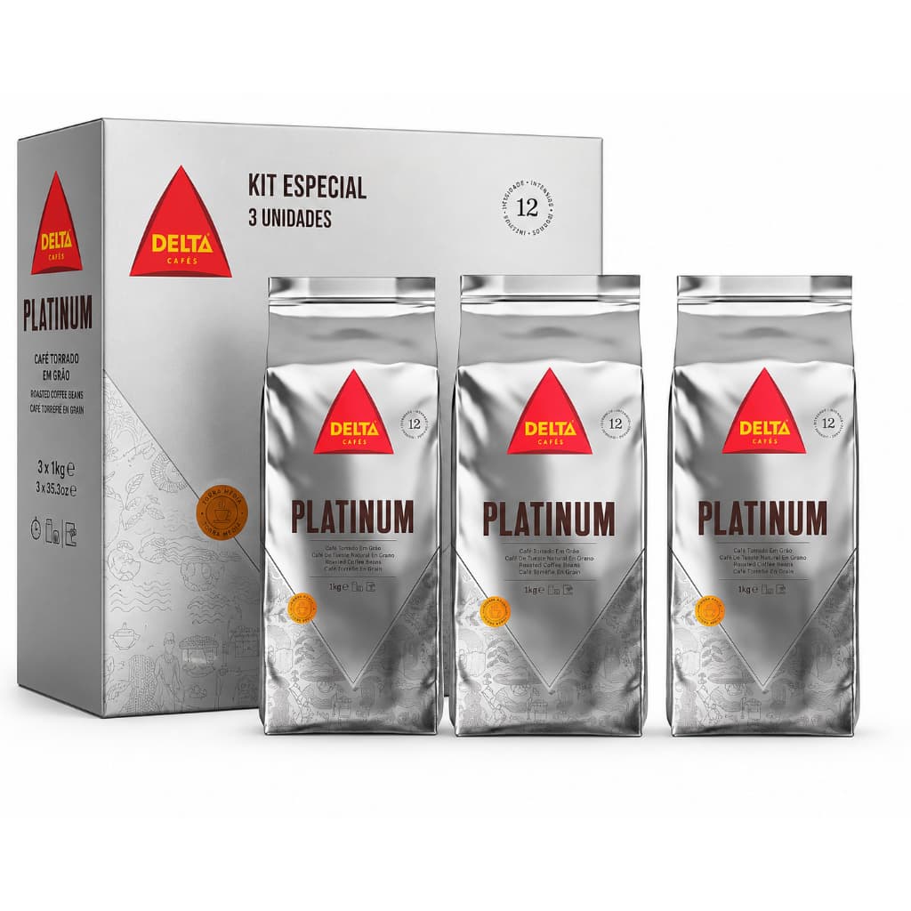 Kit 3x Café Delta Platinum 1kg Em Grãos Original Importado Total 3kg