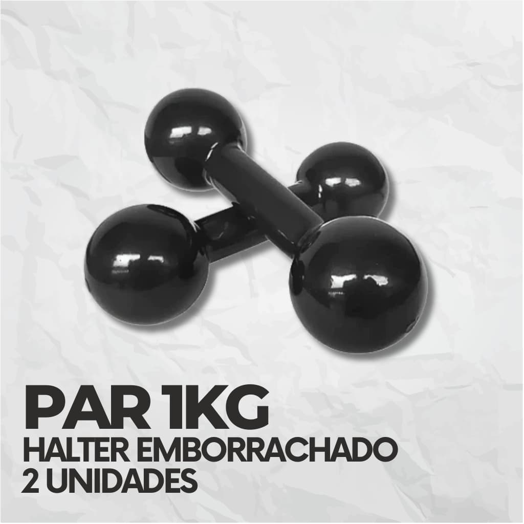 Par de Halteres 1kg Emborrachados  Musculação Treino Em Casa Peso de Academia