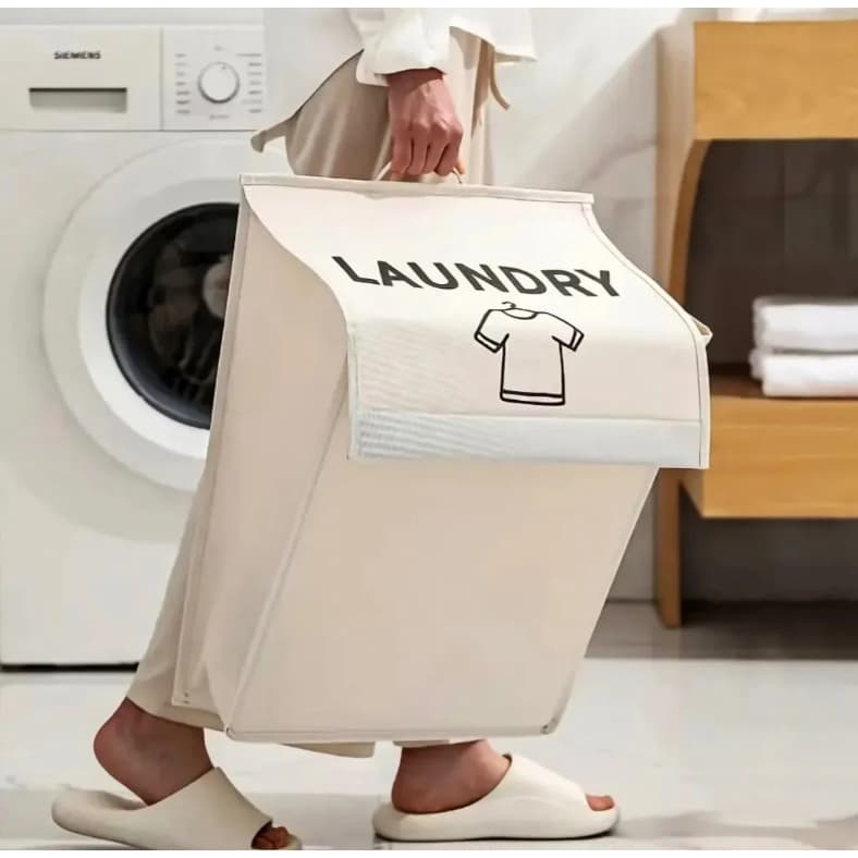 Cesto de Roupa Suja Suspenso Dobrável Organizador Lavanderia Banheiro Grande