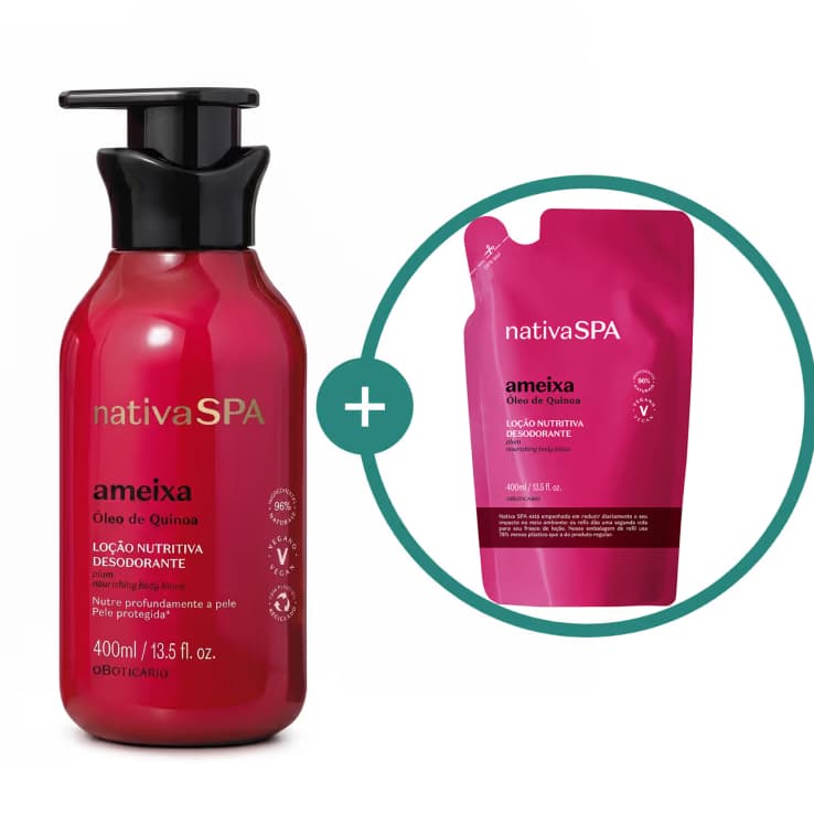Kit Combo Nativa SPA: Loção Hidratante Desodorante Corporal Ameixa 400ml + Refil Loção Desodorante Hidratante 400ml