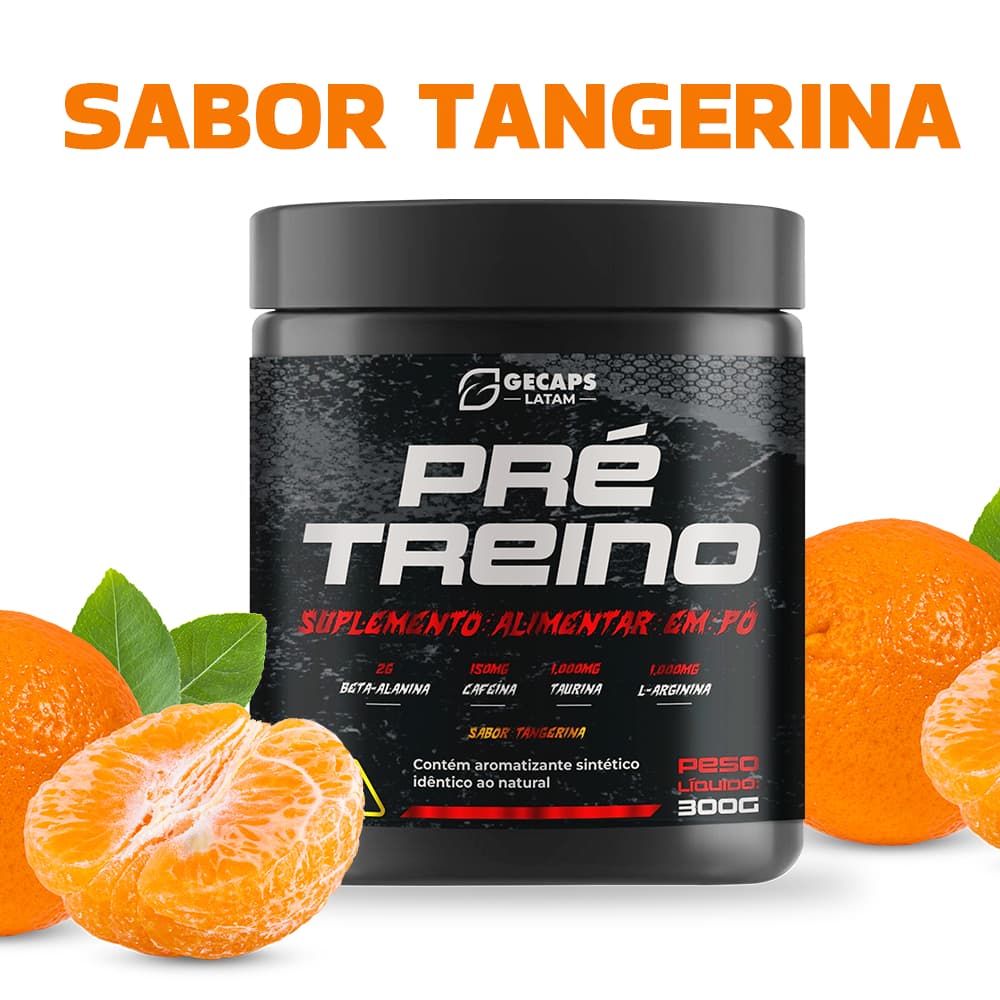 Pré Treino 300g Sabor Tangerina | GL Suplemento Alimentar em Pó | Beta-Alanina Cafeína Taurina L-Arginina