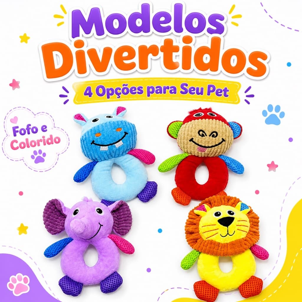 Brinquedo para Cachorro Mordedor para Cachorro Brinquedo de Pelúcia Mordedor de Pelúcia Brinquedo Pet com Argola
