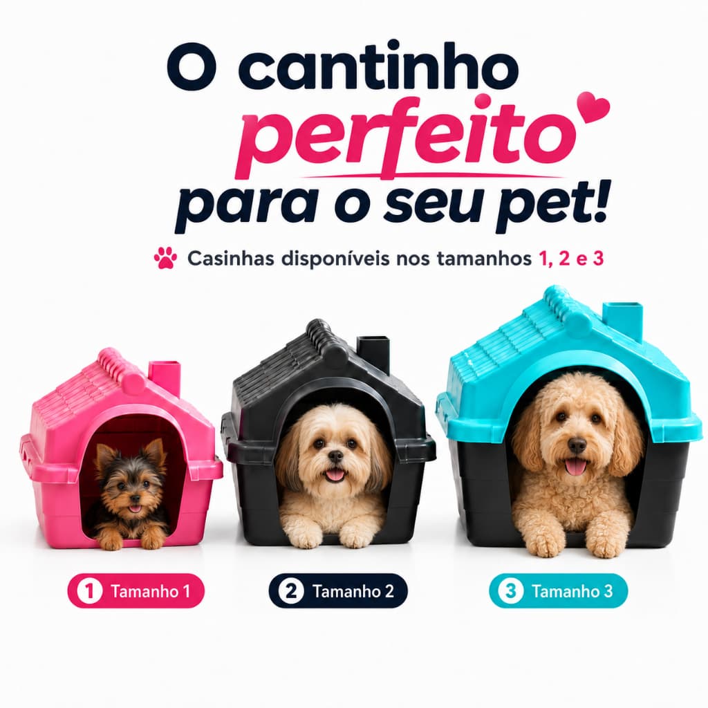 Casinha Pet Cachorro Gato Lavável Pequeno Médio Porte Plástico Mec Pet Desmontável