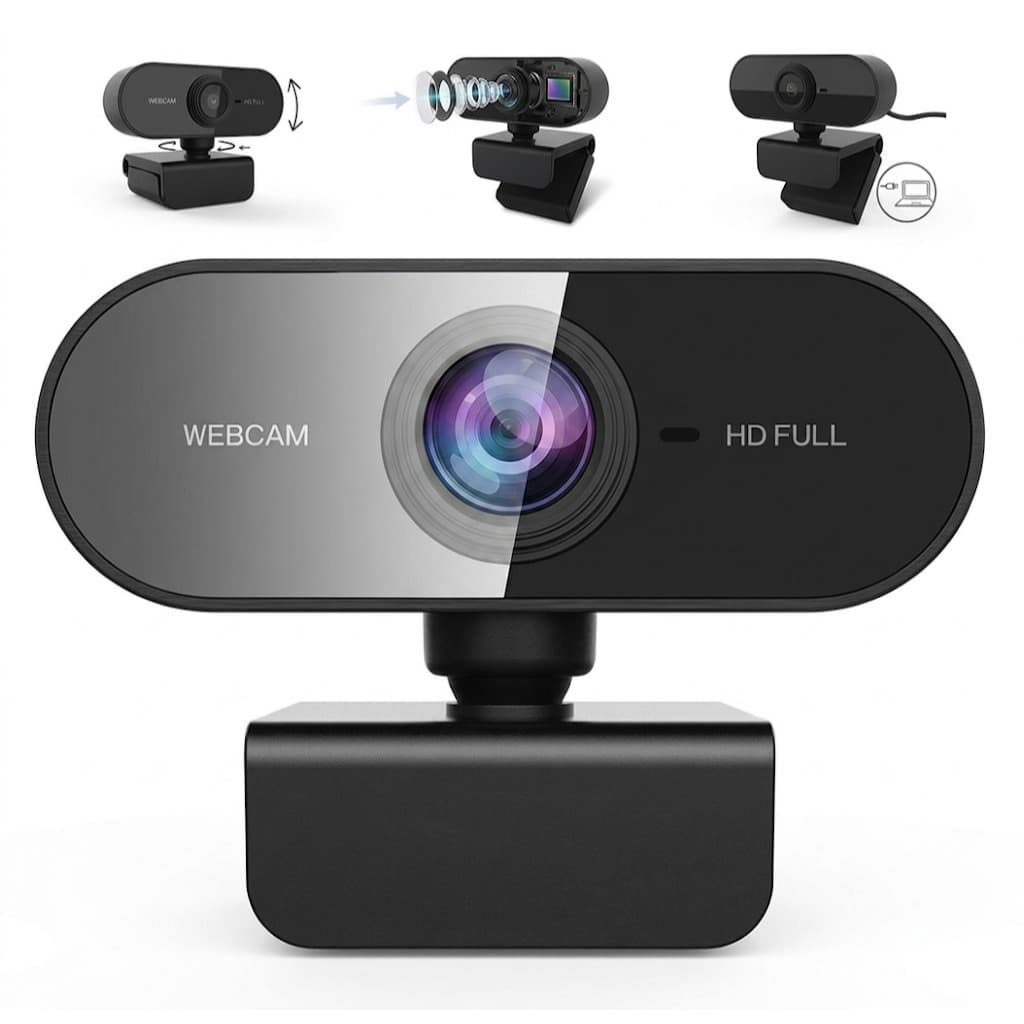 Webcam Câmera Full Hd 1080p Microfone Pc Notebook Home Office Live Foco Automático