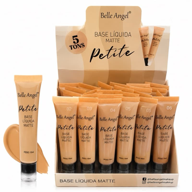 Base Líquida Belle Angel Petite 15ml Alta Cobertura Matte Skin Care Beauty Long Lasting Original