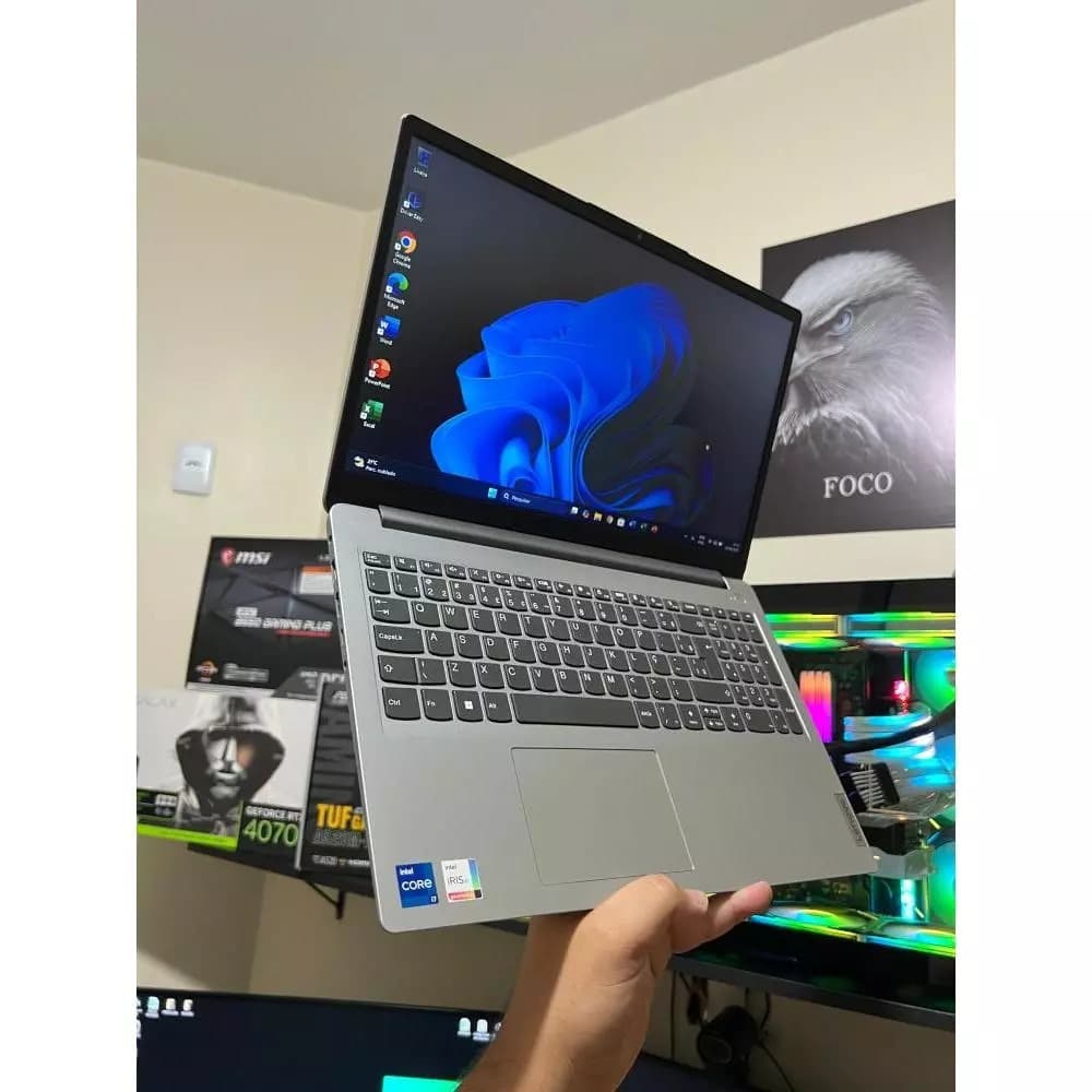 Notebook Lenovo IdeaPad 1i Intel Core i7-1255U, 16GB RAM, SSD 512GB, Tela 15.6 Notebook Rápido para Trabalho e Estudos