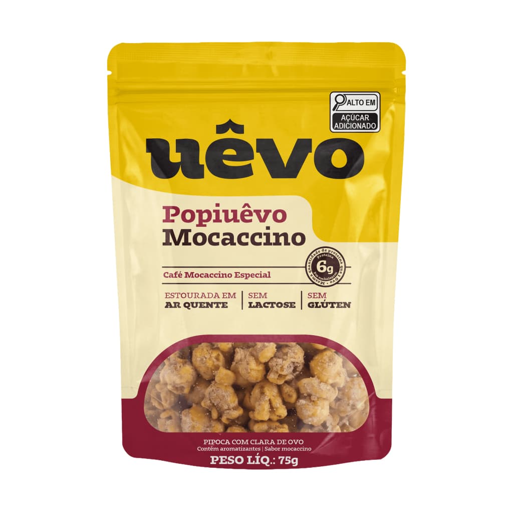 Pipoca Fit Uêvo Mocaccino 75g Proteica Snack Gourmet Doce Saudável