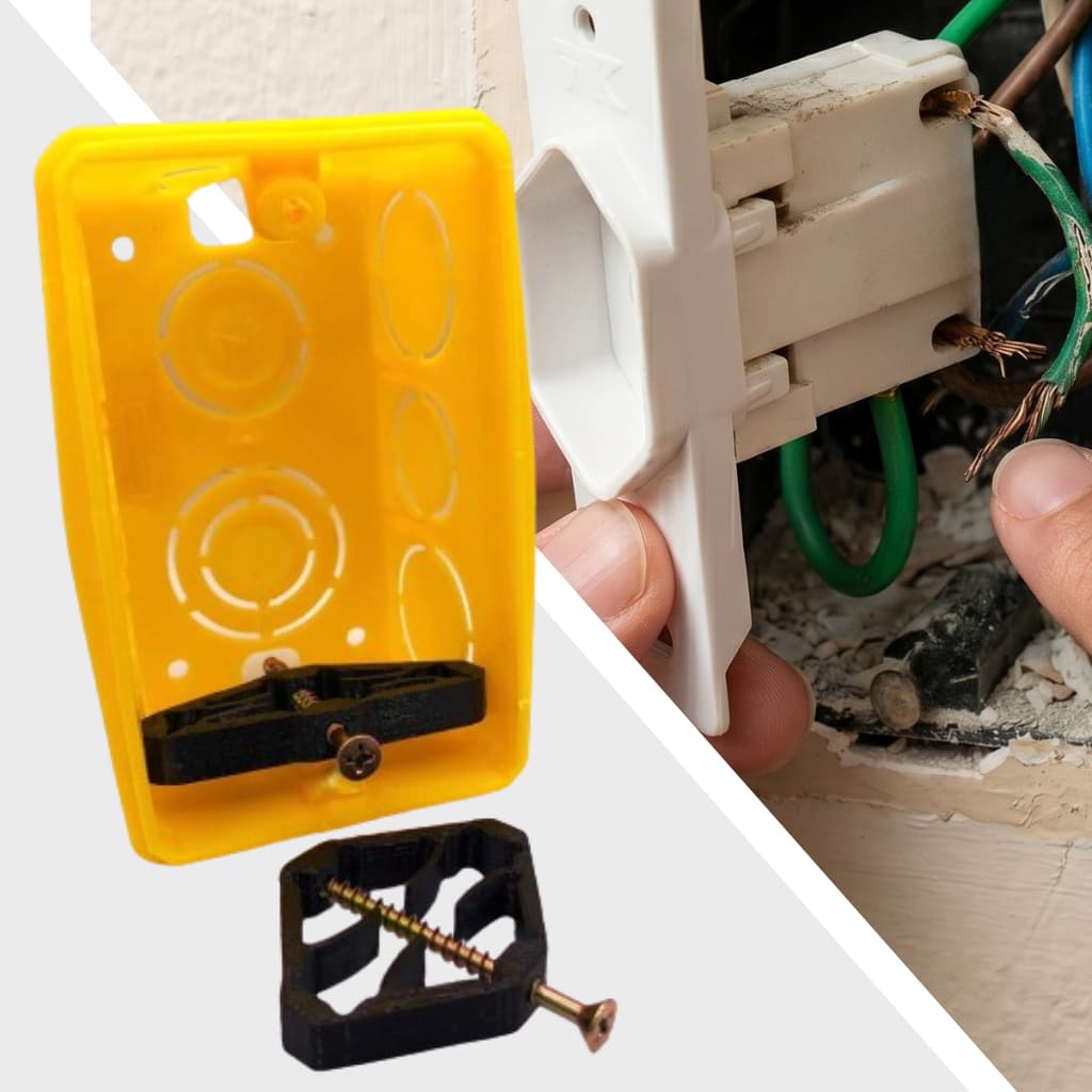 Kit Reparo Salva Caixinha Abas Caixa de Luz 4x2 Tomada Interruptor Aba Quebrada Sem Quebrar Parede