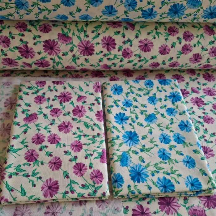 Kit 2 Tecidos Tricoline 100% Algodão Floral 50cm x 1,50m Patchwork Costura Criativa Artesanato