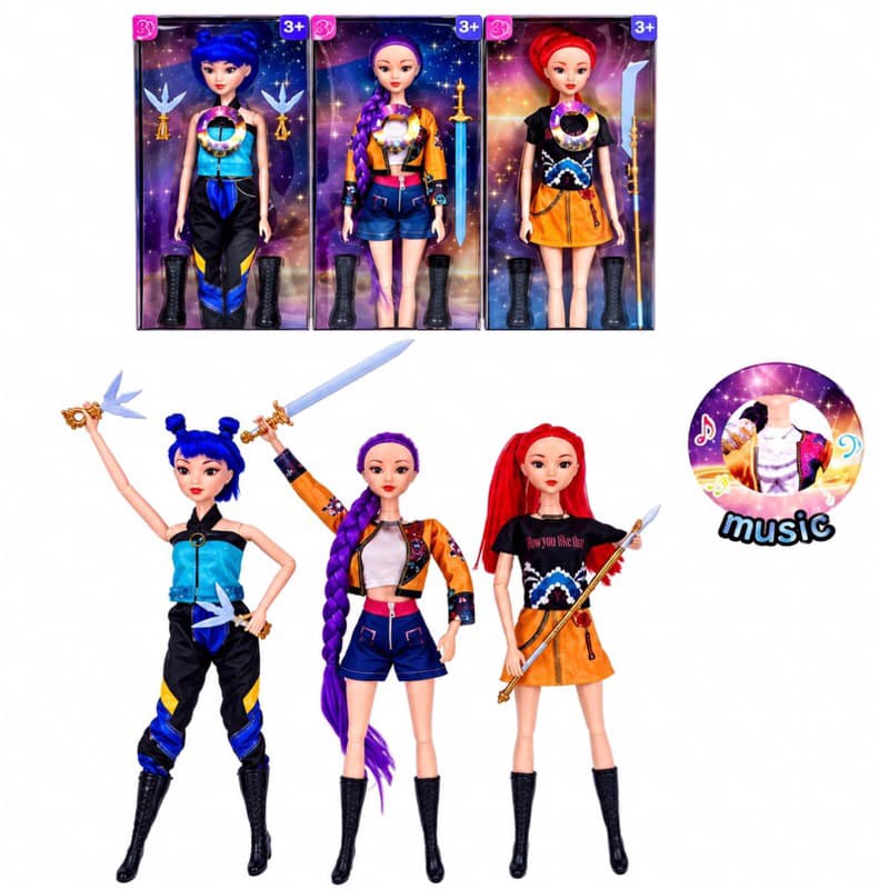 Boneca Guerreira KPop Articulada Musical 32cm