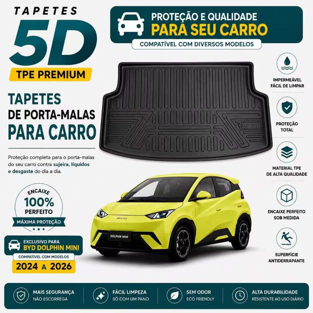 Tapete Bandeja Automotivo TPE 5D Sob Medida BYD DOLPHIN MINI