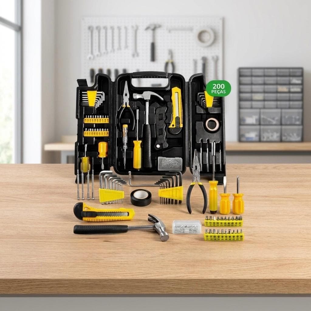 Jogo de Ferramentas Completo 200 Peças com Maleta Organizadora - Kit Completo para Reparos 🔨