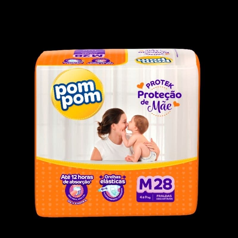 Fralda Descartável Pom Pom Derma Protek Jumbo Tamanho XXG com 18 fraldas