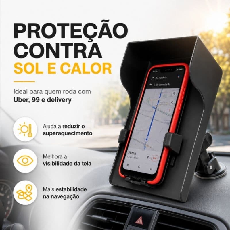 Capa Suporte Protetor Celular Carro Uber 99 Plástico Painel Anti Sol