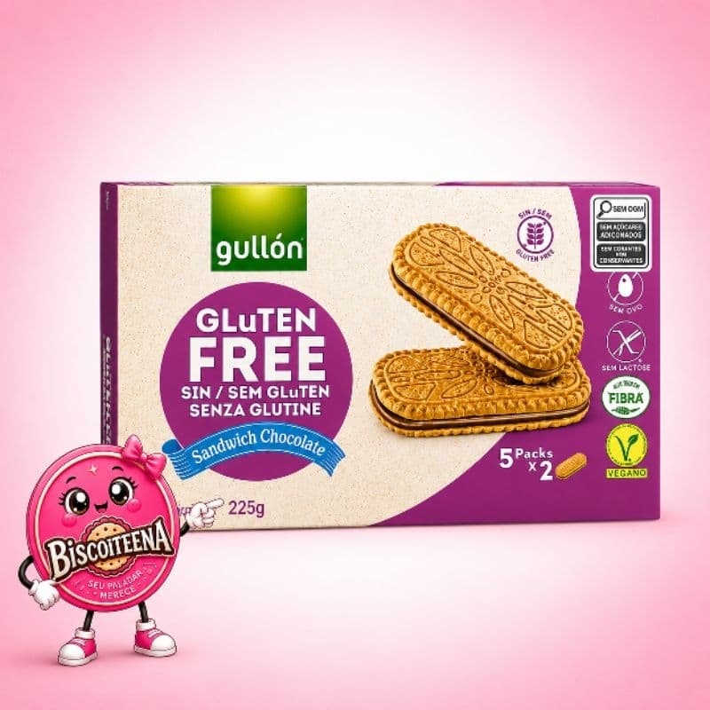 Biscoito Recheado com Chocolate Sem Glúten, 225g - importado Espanha.