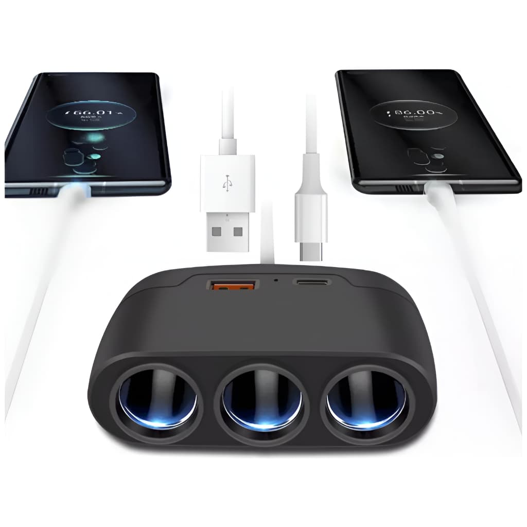 Acendedor USB Tipo C De Automovél Carregador Carro Adaptador Extensão Veicular Auto Incar Aquecedor