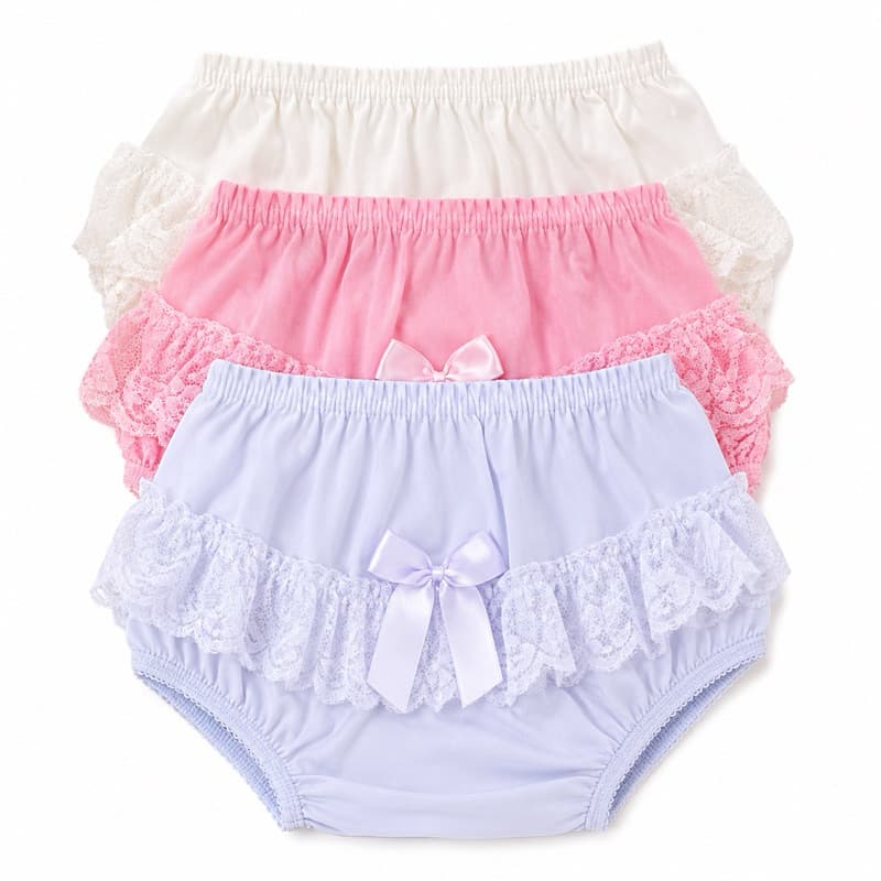Kit 3 Calcinhas Algodão para Bebê Infantil Crianças com Renda Bunda Rica Tapa Fralda Brando Presente