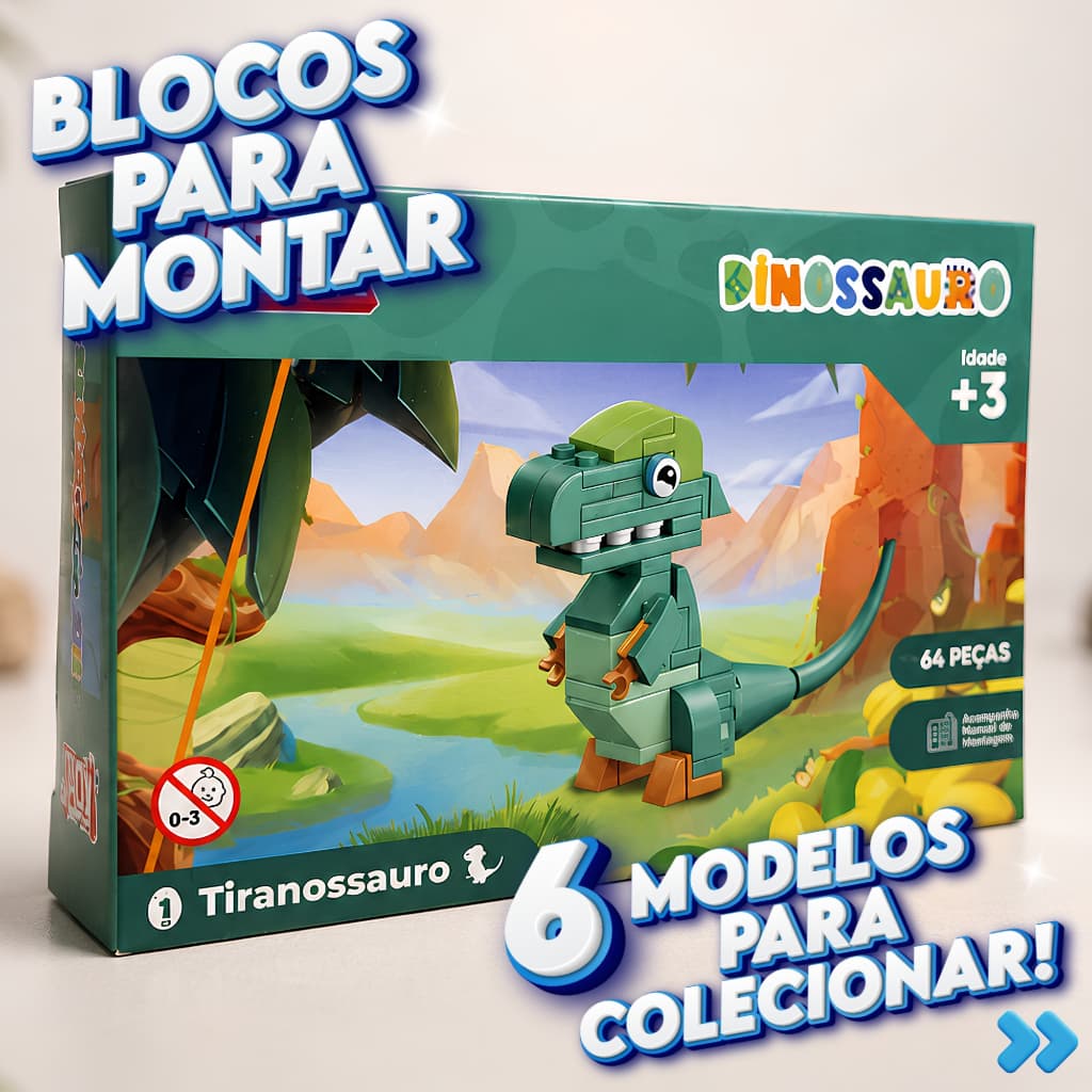 Blocos de Montar Dinossauro Dino Brinquedos Educativo Menino Menina Estilo Lego Inblox