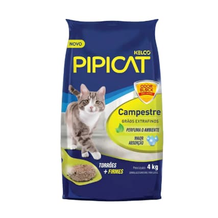 Areia Sanitária para Gatos Kelco Pipicat Campestre 4 Kg
