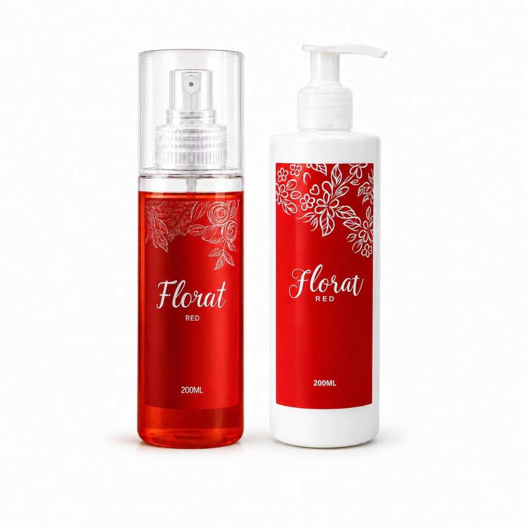 Kit Florat Red Feminino Body Splash + Creme Hidratante 200ml | Perfume Floral Doce • Presente Feminino