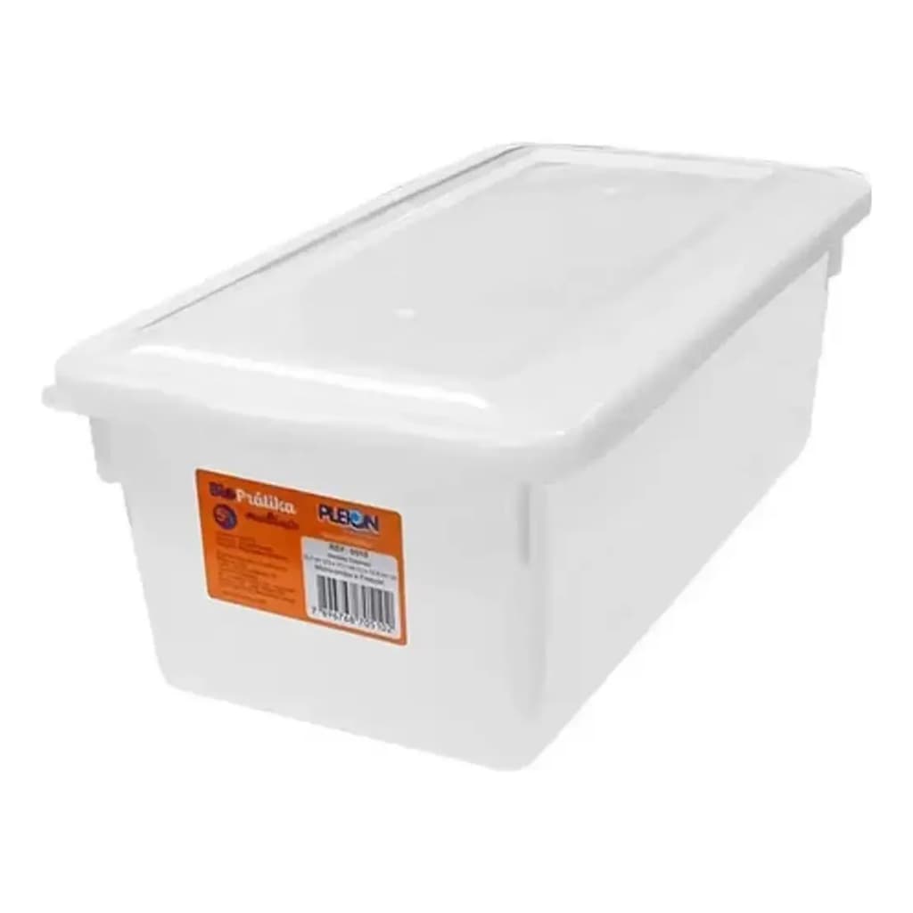 Kit 5 Caixas Branca Plásticas Organizadoras Multiuso C/tampa Bioprátika 5l Pleion - 0510