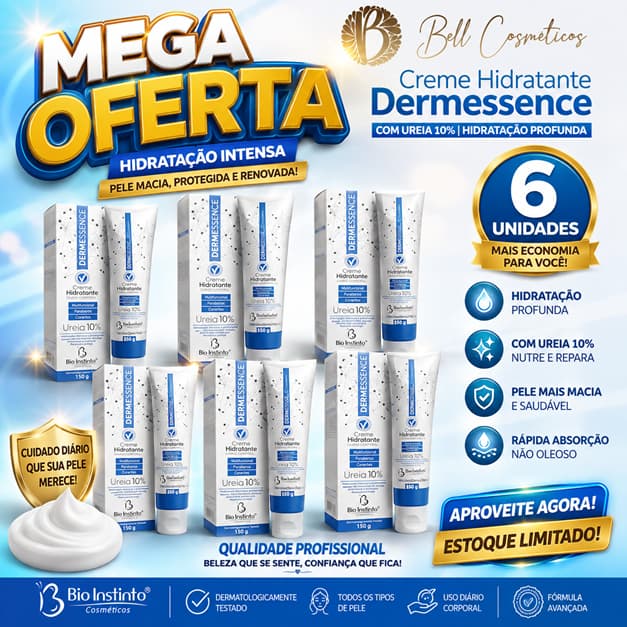Kit 6 Creme DERMESSENCE Hidratante Corporal -10% Ureia Bio Instinto 150g